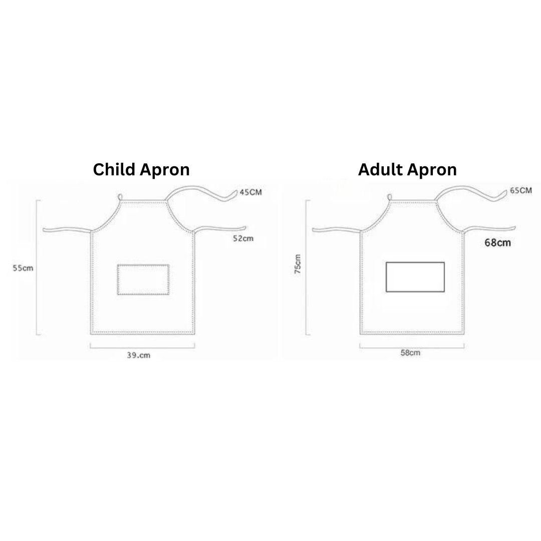 Matching Child Apron and Adult Sizing Chart